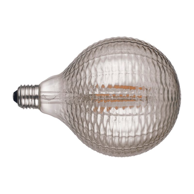 Bombilla Globo LED Vintage Decó Estriado Gris Fumé - Imagen 3